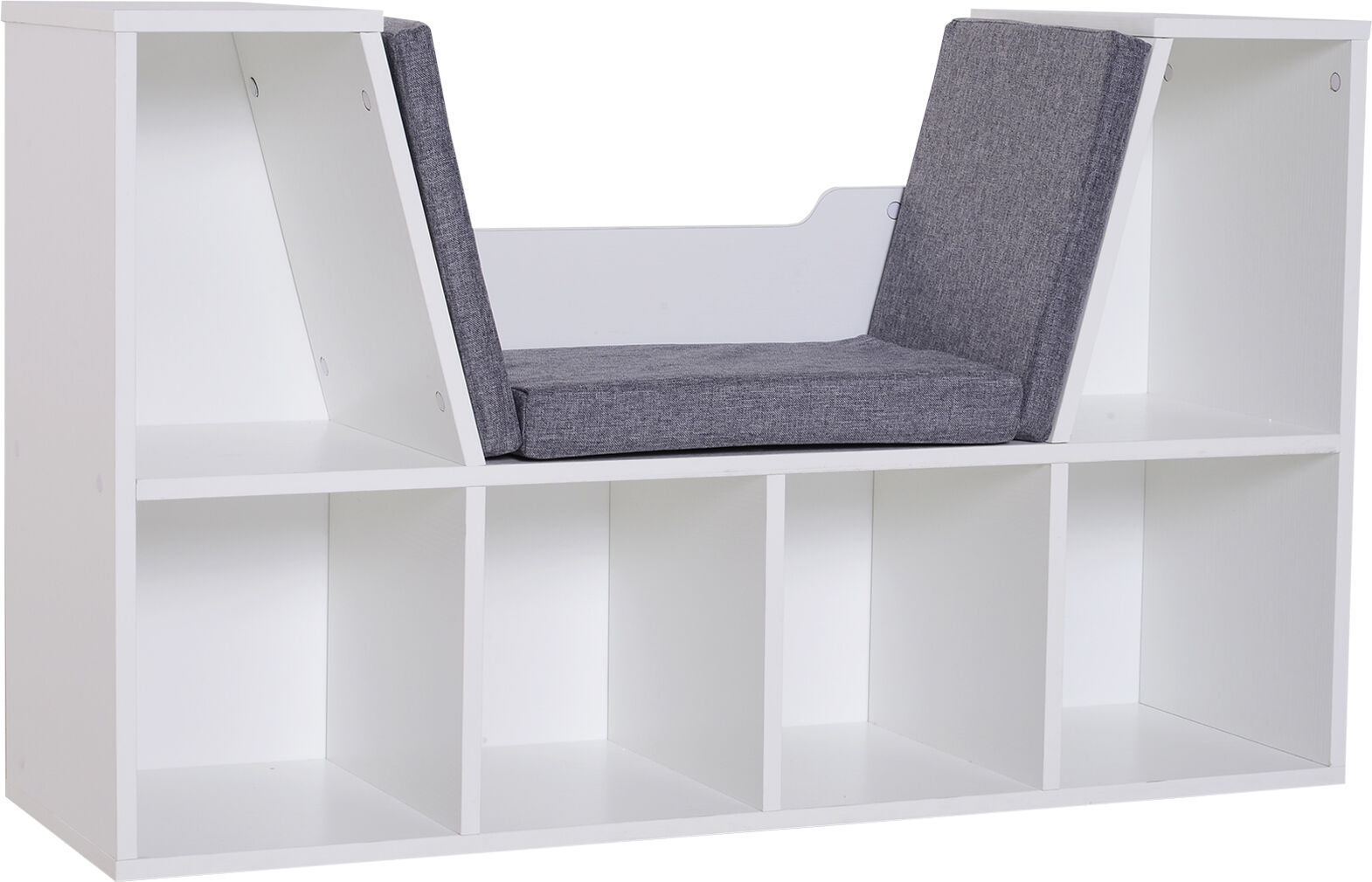 HOMCOM Cosy Reading Nook: Cushioned Bookcase Seat, Storage Sideboard for Kids' Bedrooms & Lounges, Pristine White Aosom UK