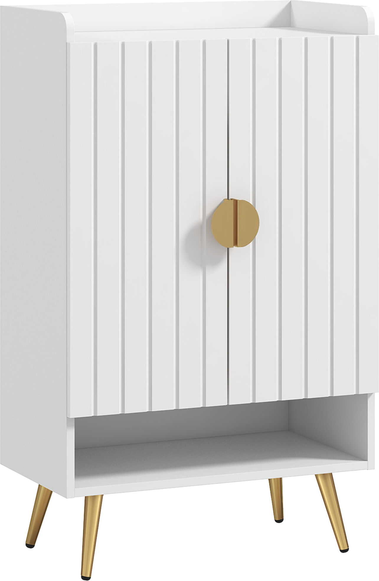 HOMCOM Modern Shoe Cabinet with 2 Doors, Open Shelf and Adjustable Shelves, Hallway Shoe Cupboard for 15 Pairs of Shoes, Entryway Storage Unit, White