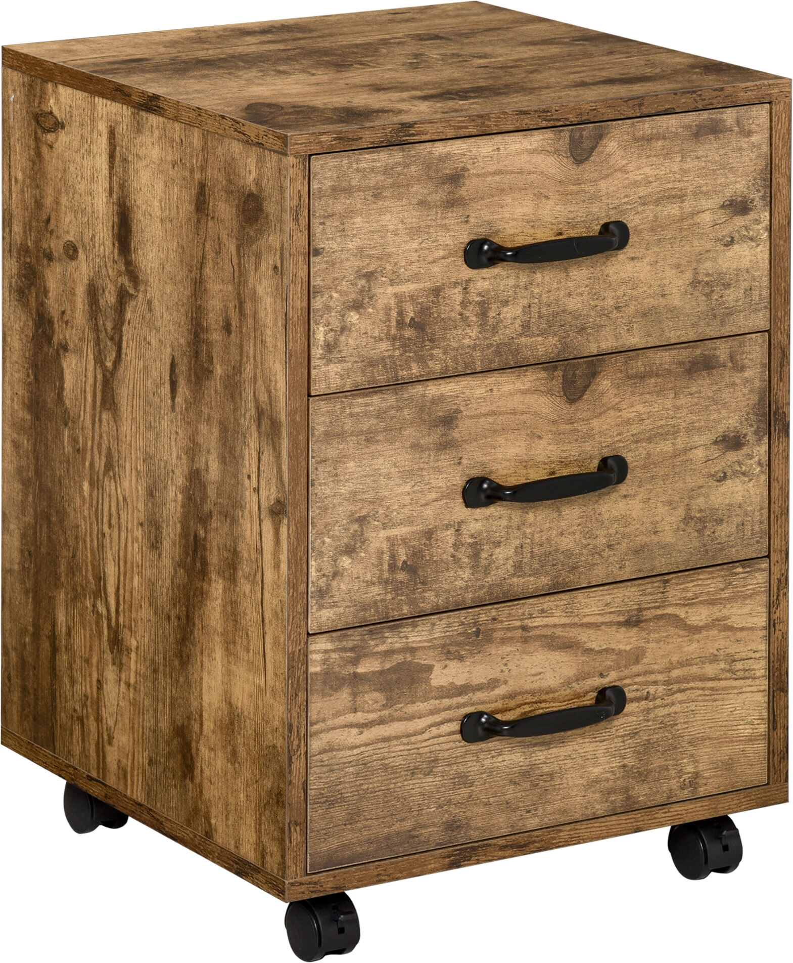HOMCOM Rolling File Cabinet with 3 Drawers, Under Desk Mobile Filing Organizer Home Office Bedroom Furniture Aosom UK