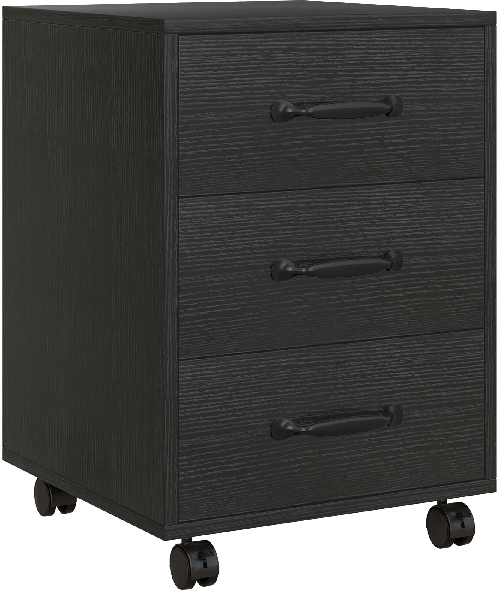 HOMCOM 3 Drawer File Cabinet, Mobile Filing Cabinet on Wheels for Home Office, Study, Black Aosom UK