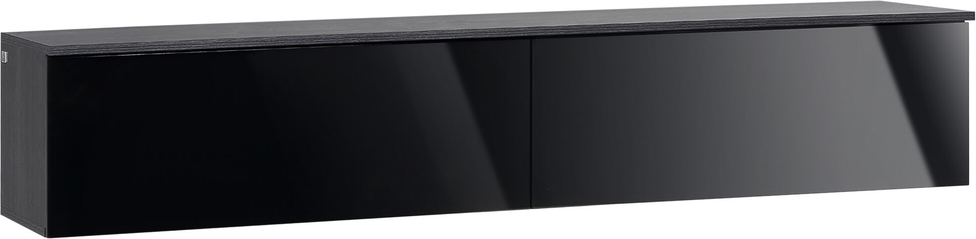 HOMCOM Floating TV Unit Stand for TVs up to 70" with High Gloss Effect, Wall Mounted Media Console with Storage Cupboards, Grey and Black