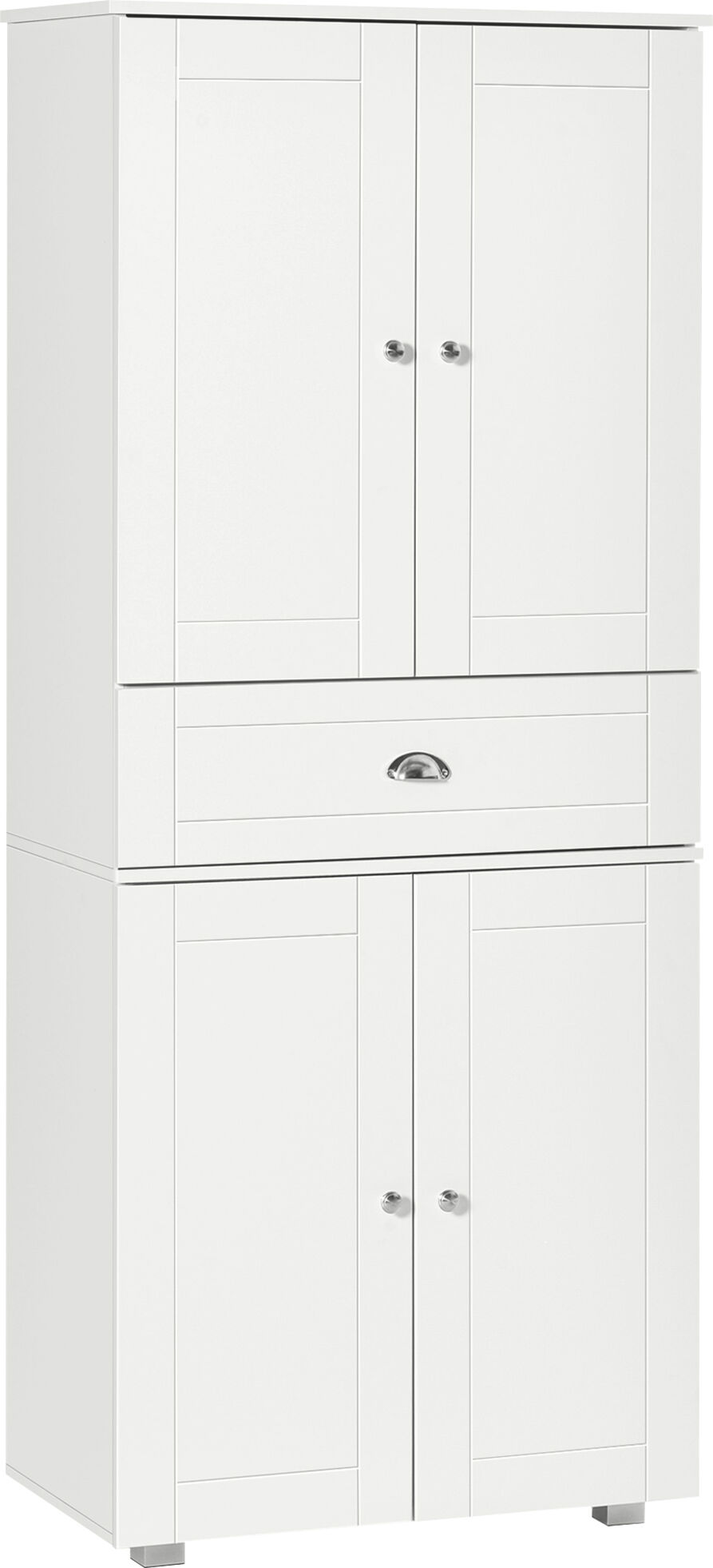 HOMCOM Kitchen Larder w/ Drawer and 3 Adjustable Shelves, Pantry Cabinet for Dining Room, Living Room, Kitchen Storage Cabinets, White Aosom UK