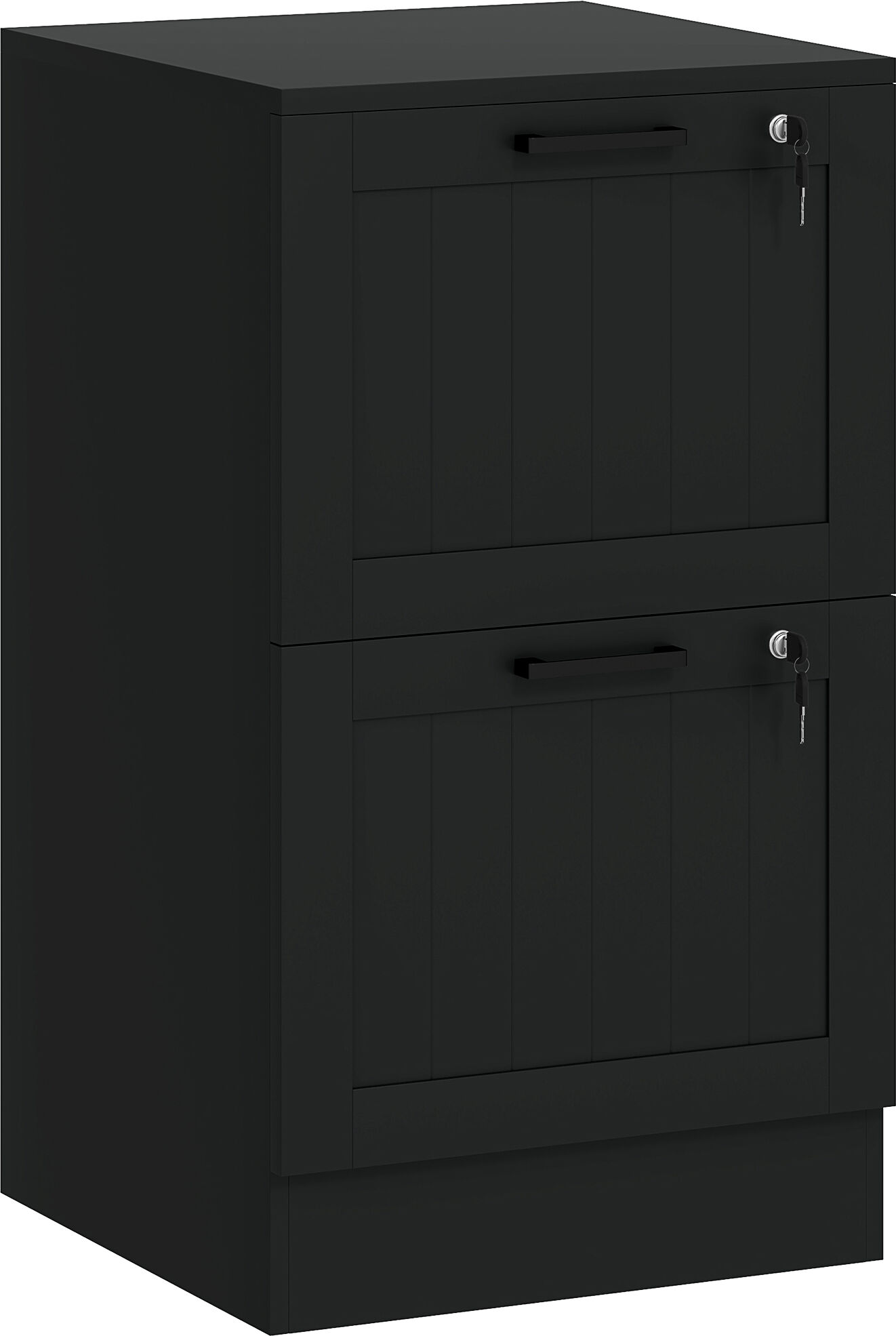 HOMCOM 2 Drawer Filing Cabinet with Lock, Office Storage Cabinet with Adjustable Hanging Bars for A4 Letter Size Files, Black