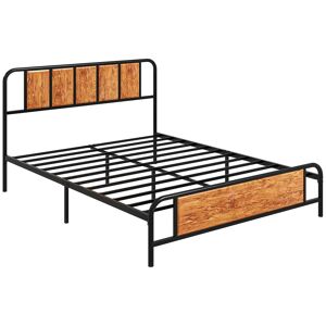 HOMCOM King Size Metal Bed Frame, Industrial Style Base with Headboard, Footboard, Steel Support Slats, and Underbed Storage Space, 160 x 207cm