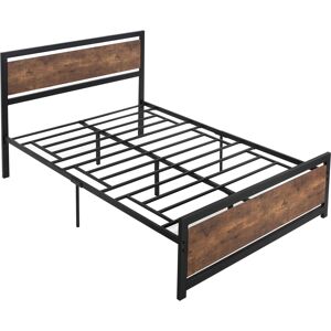 HOMCOM Twin Size Metal Bed Frame, Full with Headboard & Footboard, Strong Slat Support & Underbed Storage Space, No Box Spring Needed