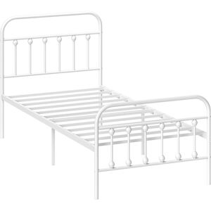 HOMCOM Single Minimalistic Metal Bed Frame - White Aosom UK