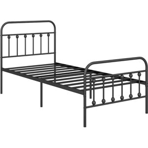 HOMCOM 3ft Single Platform Bed Frame with Underbed Storage Tall Headboard Steel Slat No Box Spring Needed Easy Assembly Black Aosom UK HOMCOM 3ft Single Platform Bed Frame with Underbed Storage Tall Headboard Steel Slat No Box Spring Needed Easy Assembly Black Aosom UK