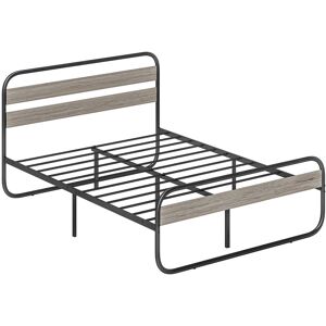 HOMCOM 5ft King Size Bed Frame, Industrial Style Metal Platform Bed Frame with Under Bed Storage, No Box Spring Needed, Easy Assembly, Grey Aosom UK HOMCOM 5ft King Size Bed Frame, Industrial Style Metal Platform Bed Frame with Under Bed Storage, No Box Spring Needed, Easy Assembly, Grey Aosom UK