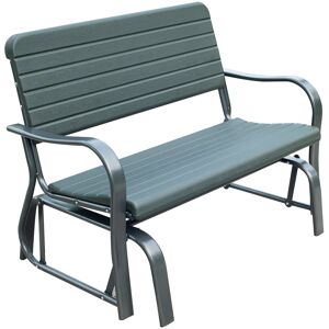 Outsunny Garden Double Glider Bench HDPE Metal 2 Seater Swing Chair Porch Outdoor Patio Rocker