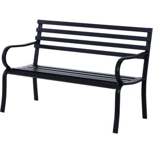 Outsunny 2 Seater Metal Garden Park Bench Porch Chair Furniture Patio Outdoor Park Loveseat Seat Black