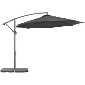 Outsunny 3(m) Garden Banana Parasol Cantilever Umbrella with Crank Handle, Cross Base, Weights and Cover for Outdoor, Hanging Sun Shade, Black