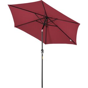 Outsunny 9ft Aluminium Patio Umbrella Sun Shade with Wine Red Canopy, Outdoor Market Caf茅 Yard Gazebo Cover