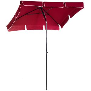 Outsunny Red Rectangular Garden Parasol Aluminium Sun Umbrella Patio Garden Tilt 2M x 1.25M