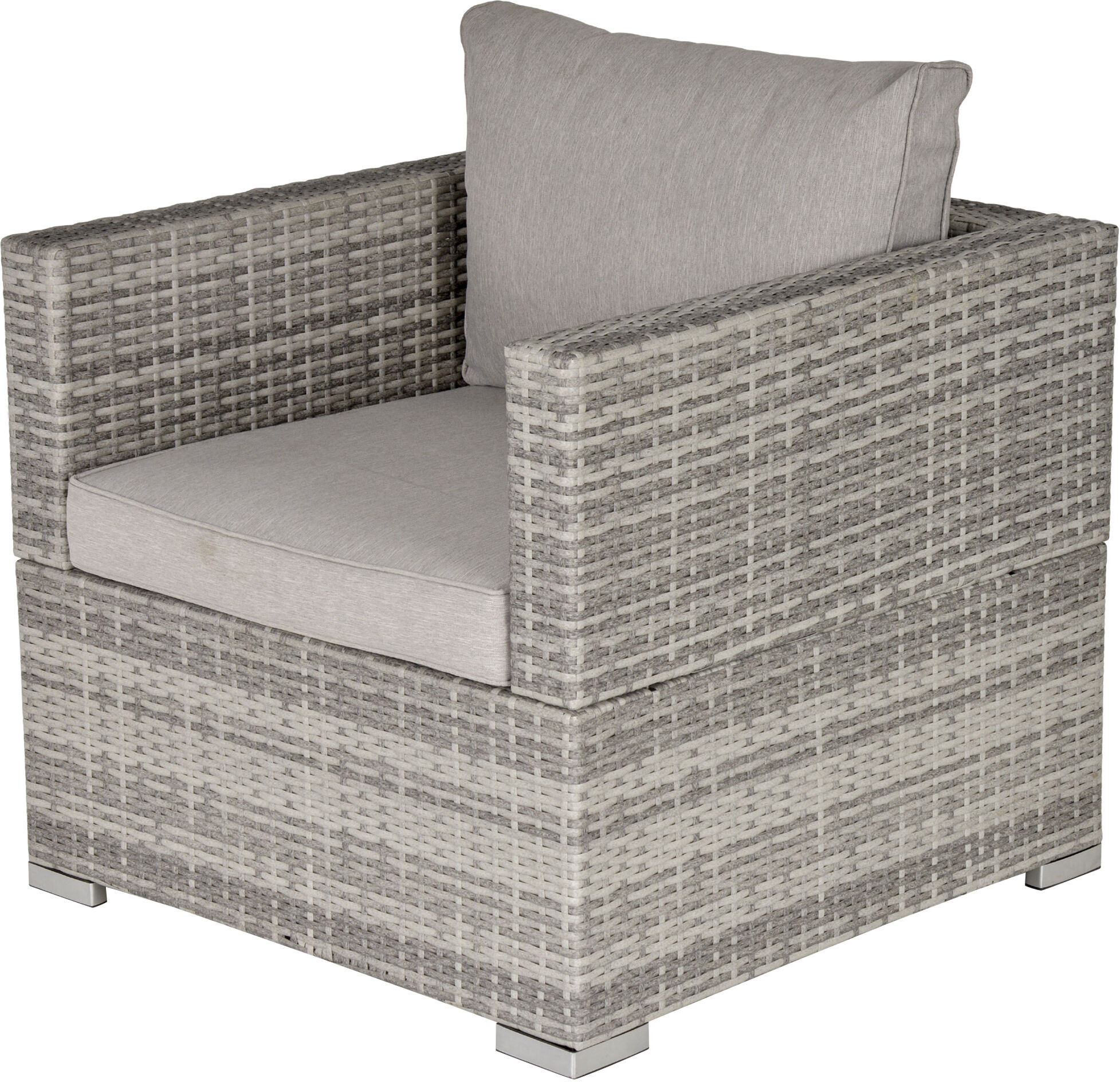 Outsunny Outdoor Patio Furniture Single Rattan Sofa Chair Padded Cushion All Weather for Garden Poolside Balcony Grey