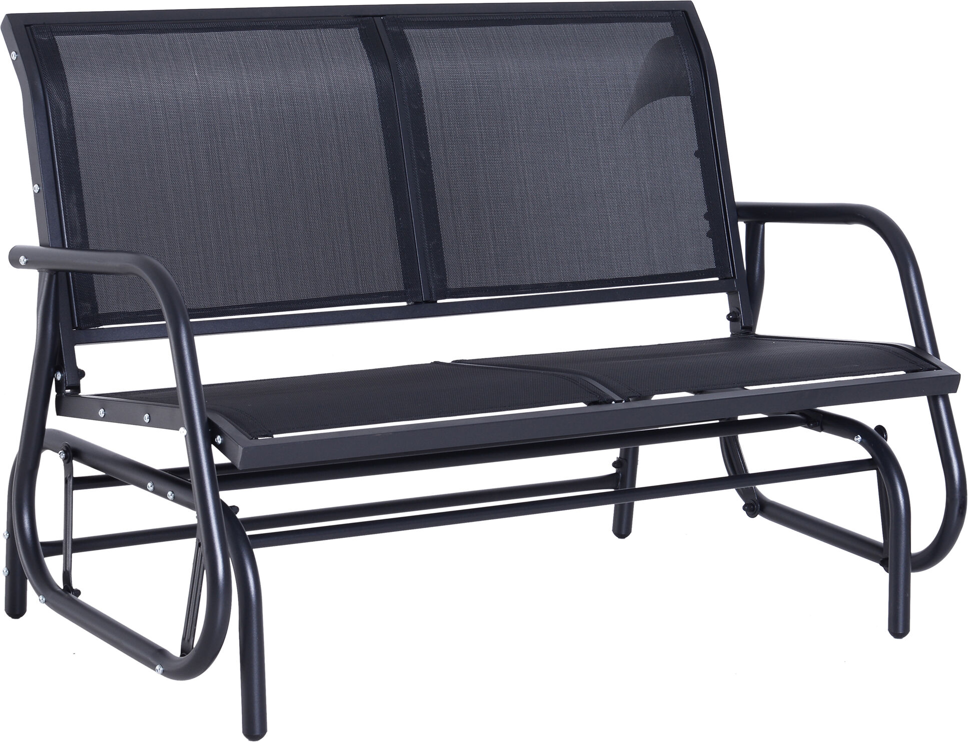 Outsunny 2-Person Outdoor Glider Bench Patio Double Swing Gliding Chair Loveseat w/Power Coated Steel Frame for Backyard Garden Porch, Black