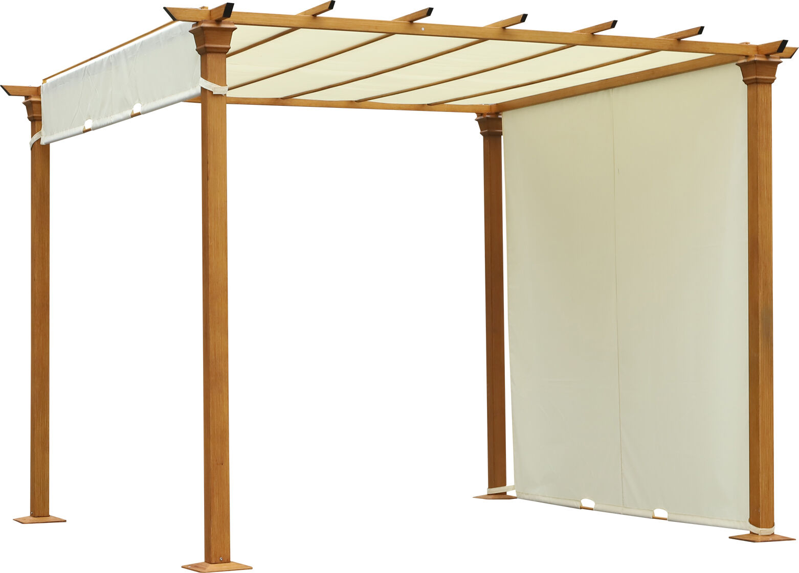 Outsunny 3(m) x 3(m) Garden Outdoor Retractable Pergola Gazebo with Adjustable Canopy Garden Sun Shade Patio Canopy Shelter - Beige