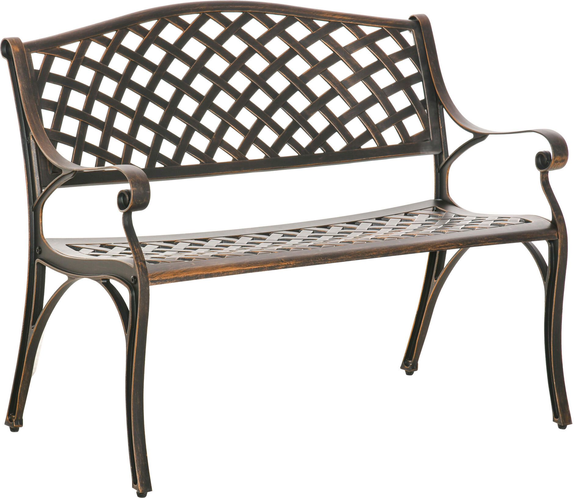 Outsunny Cast Aluminium Outdoor Garden Bench 2 Seater Antique Patio Porch Park Loveseat Chair, Bronze