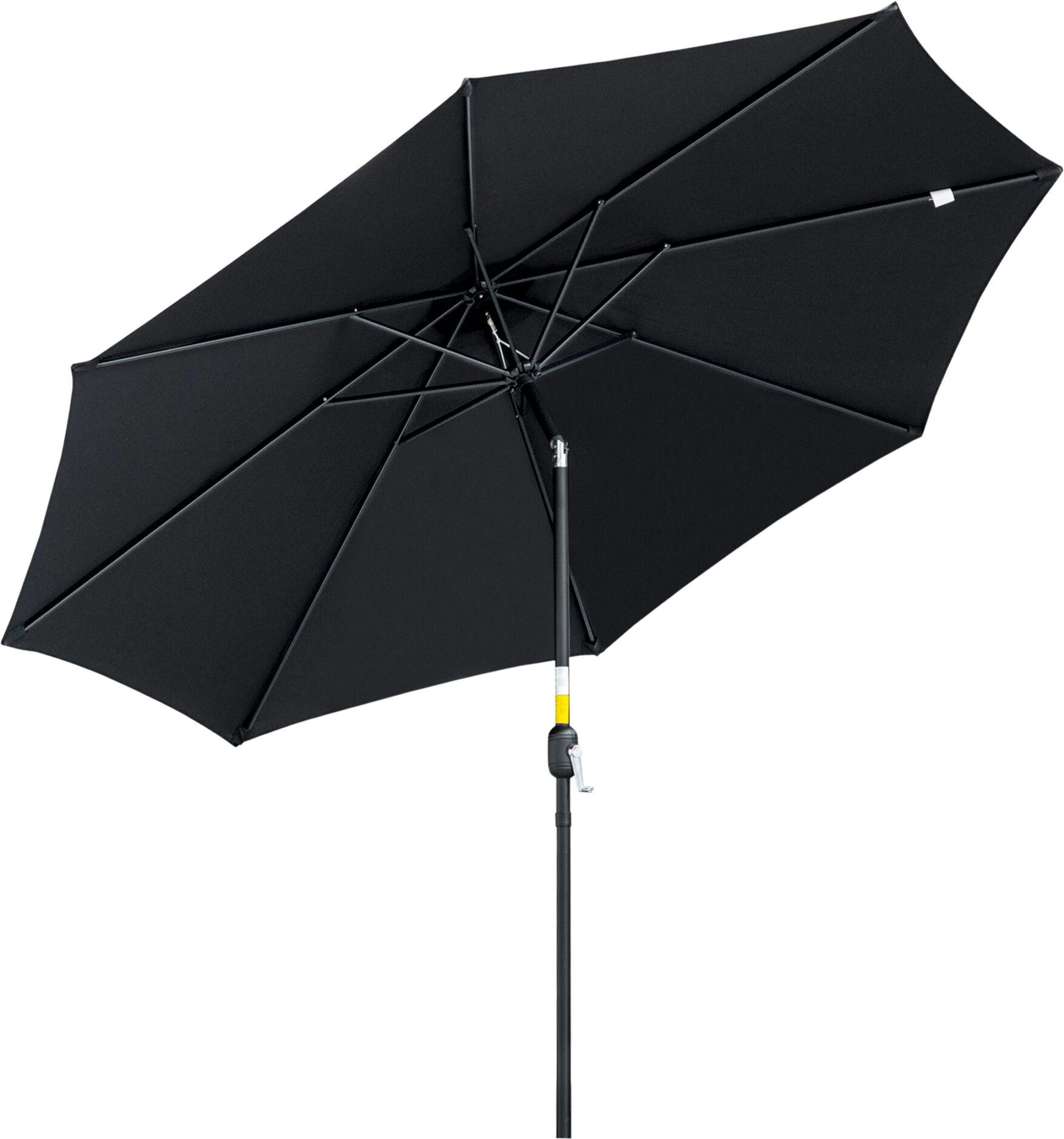 Outsunny 3(m) Tilting Parasol Garden Umbrellas, Outdoor Sun Shade with 8 Ribs, Tilt and Crank Handle for Balcony, Bench, Garden, Black