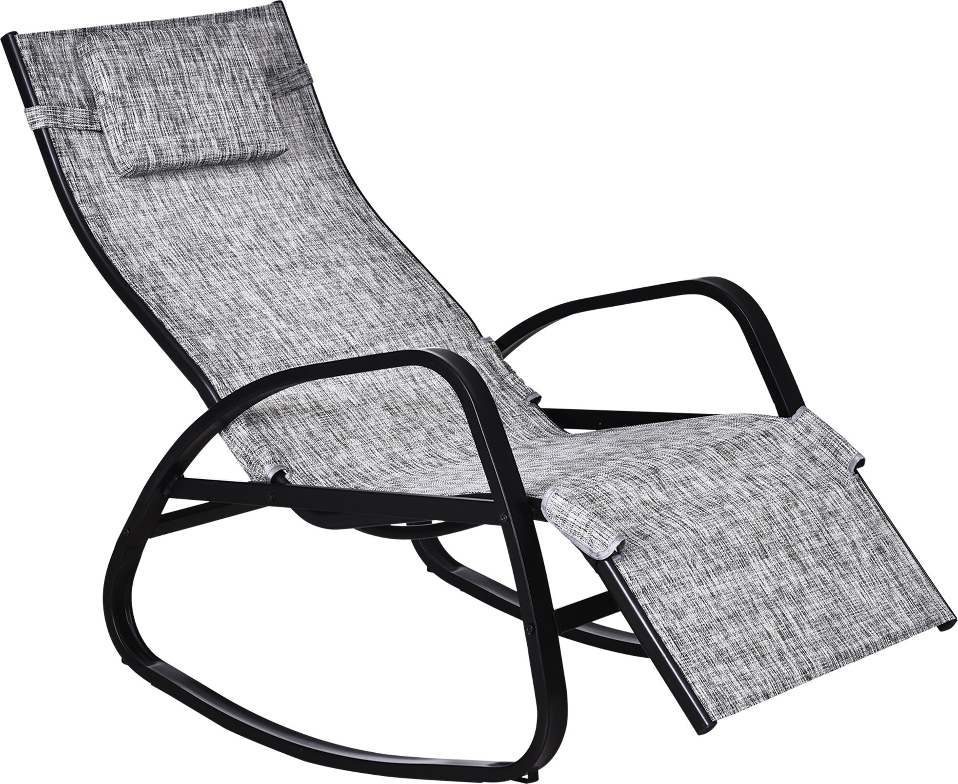 Outsunny Texteline Rocking Lounge Chair Zero Gravity Rocker Patio Adjustable Garden Outdoor Recliner Seat w/ Pillow, Footrest - Grey