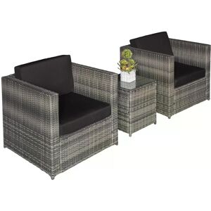 Outsunny 2 Seater Rattan Garden Furniture Sofa  Furniture Set W/Cushions, Steel Frame-Grey