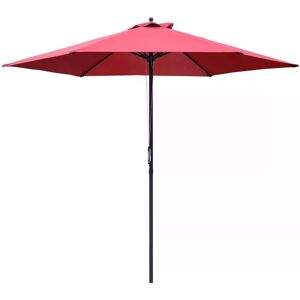 Outsunny 2.8m Patio Parasols Umbrellas Outdoor 6 Ribs Sunshade Canopy Manual Push Garden Backyard Furniture, Wine Red