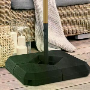 Outsunny Fillable Parasol Base, 4PCs with Steel Cross Base, Garden Umbrella Stand Weight, Sand Water Plastic, Black