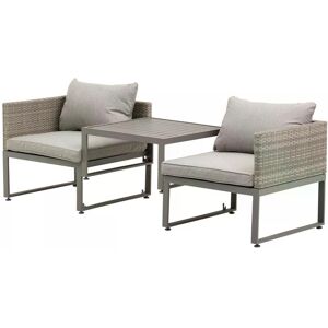 Outsunny 2 Seater Rattan Wicker Adjustable Sofa and Coffee Table Set Outdoor Garden Patio Furniture Lounge Conversation Seat Grey