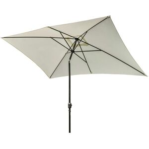 Outsunny 3x2m Garden Parasol Umbrella, Canopy with Aluminum Tilt, Crank Rectangular Sun Shade Steel, Cream White