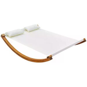 Outsunny Rocking Double Sun Lounger W/ Wooden Frame-White