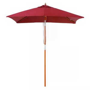 Outsunny 2 x 1.5m Patio Garden Parasol Sun Umbrella Sunshade Canopy Outdoor Backyard Furniture Fir Wooden Pole 6 Ribs Tilt Mechanism - Wine Red