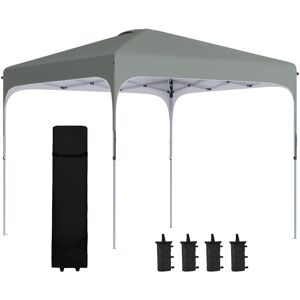 Outsunny Pop Up Gazebo 3x3m, Foldable Canopy Tent, Carry Bag with Wheels, 4 Leg Weight Bags, Outdoor Garden Patio Party, Dark Grey