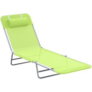 Outsunny Adjustable Garden Sun Bed Chair, Lounger Recliner, Relaxer Furniture with Adjustable Back, Green