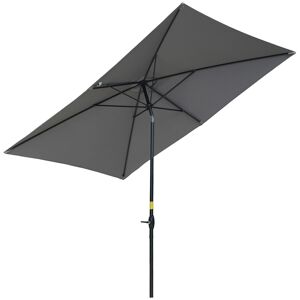 Outsunny Rectangular Garden Parasol, 2 x 3(m), Outdoor Sun Shade Umbrella with Crank and Tilt Function, Aluminium Pole, Dark Grey