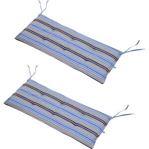 Outsunny Outdoor Bench Swing Chair Cushion Seat Pad Mat Replacement for 2-3 Seater, Garden Patio, 120L x 50W x 5T cm, Blue Stripes