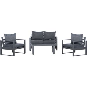 Outsunny 4 Piece Aluminium Garden Sofa Set with Coffee Table, Outdoor Furniture Set with Padded Cushions & Olefin Cover, Dark Grey