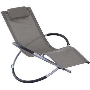 Outsunny Orbital Lounger, Zero Gravity Patio Chaise, Foldable Rocking Chair with Pillow, Grey