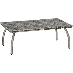 Outsunny Rattan Coffee Table, Weather-Resistant Wicker Side Table for Outdoor, Patio, Garden, Balcony, Grey