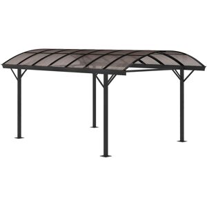 Outsunny 5 x 3(m) Hardtop Carport Aluminium Gazebo Pavilion Garden Shelter Pergola with Polycarbonate Roof, Brown