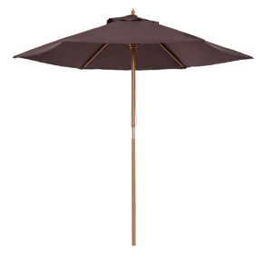 Outsunny Wooden Garden Parasol 2.5m, Sun Shade Patio Umbrella, UV Protection, Elegant Coffee Colour