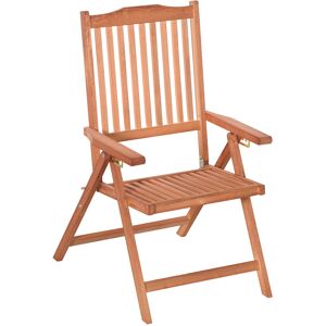 Outsunny Outdoor Garden Folding Dining Chair Patio Armchair Acacia Wood 5-Position Adjustable Recliner Reclining Seat