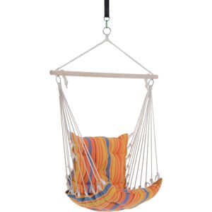 Outsunny Garden Yard Patio Swing Seat, Hanging Hammock Chair, Cotton Rope Cushioned, Wooden Cotton Cloth, Orange