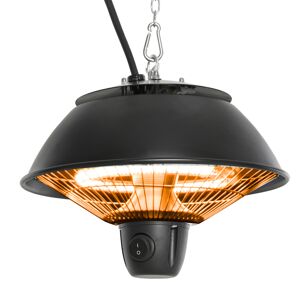 Outsunny Electric Heater, 600W Ceiling Hanging Halogen Light, with Adjustable Hook Chain, Black Aluminium Frame