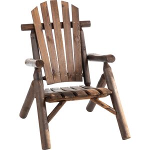 Outsunny Adirondack Chair with Ergonomic Design, Wooden Garden Patio Furniture for Lounging and Relaxing, Carbonised Colour