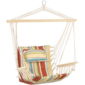 Outsunny Hanging Hammock Chair Swing Chair Thick Rope Frame Safe Wide Seat Indoor Outdoor Home, Patio, Yard, Garde Spot Stylish Multi-Color Stripe