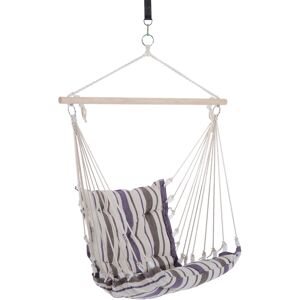 Outsunny Outdoor Hammock Hanging Rope Cushioned Chair Garden Yard Patio Swing Seat Wooden Cotton Cloth (Brown)