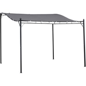 Outsunny Garden Gazebo Awning 3x3m Freestanding Metal Wall Awning Canopy Grey