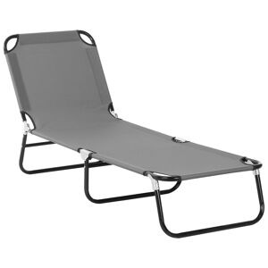 Outsunny Portable Folding Sun Lounger With 5-Position Adjustable Backrest Relaxer Recliner with Lightweight Frame Great for Pool or Sun Bathing Grey