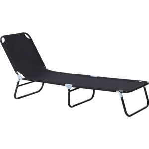 Outsunny Folding Sun Lounger with Adjustable Backrest, Portable Recliner for Poolside & Sunbathing, Black