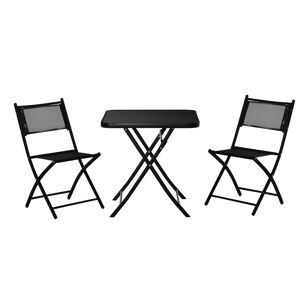 Outsunny 3 Piece Folding Patio Table and Chairs Set, Outdoor Furniture for Backyard and Porch, Black