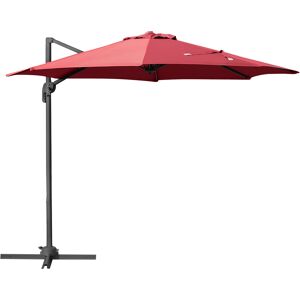 Outsunny Cantilever Roma Parasol Garden Sun Umbrella 360° Rotation w/ Cross Base-Wine Red